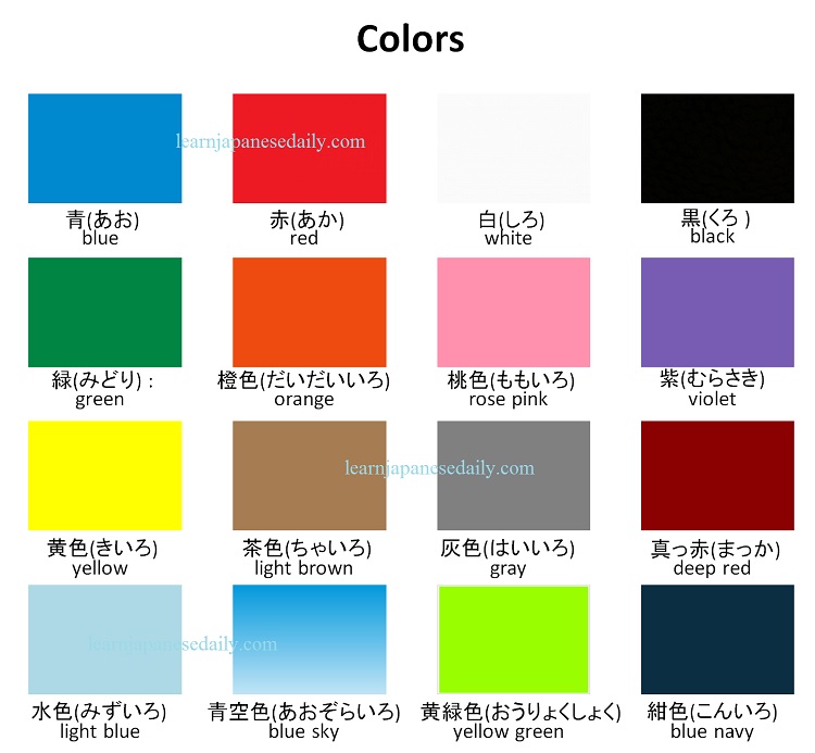 Japanese vocabulary on colors- Japanese words by theme